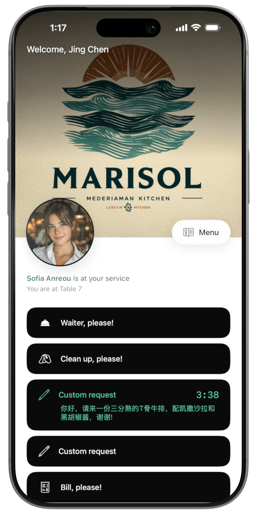 escusi Customer app on an iPhone