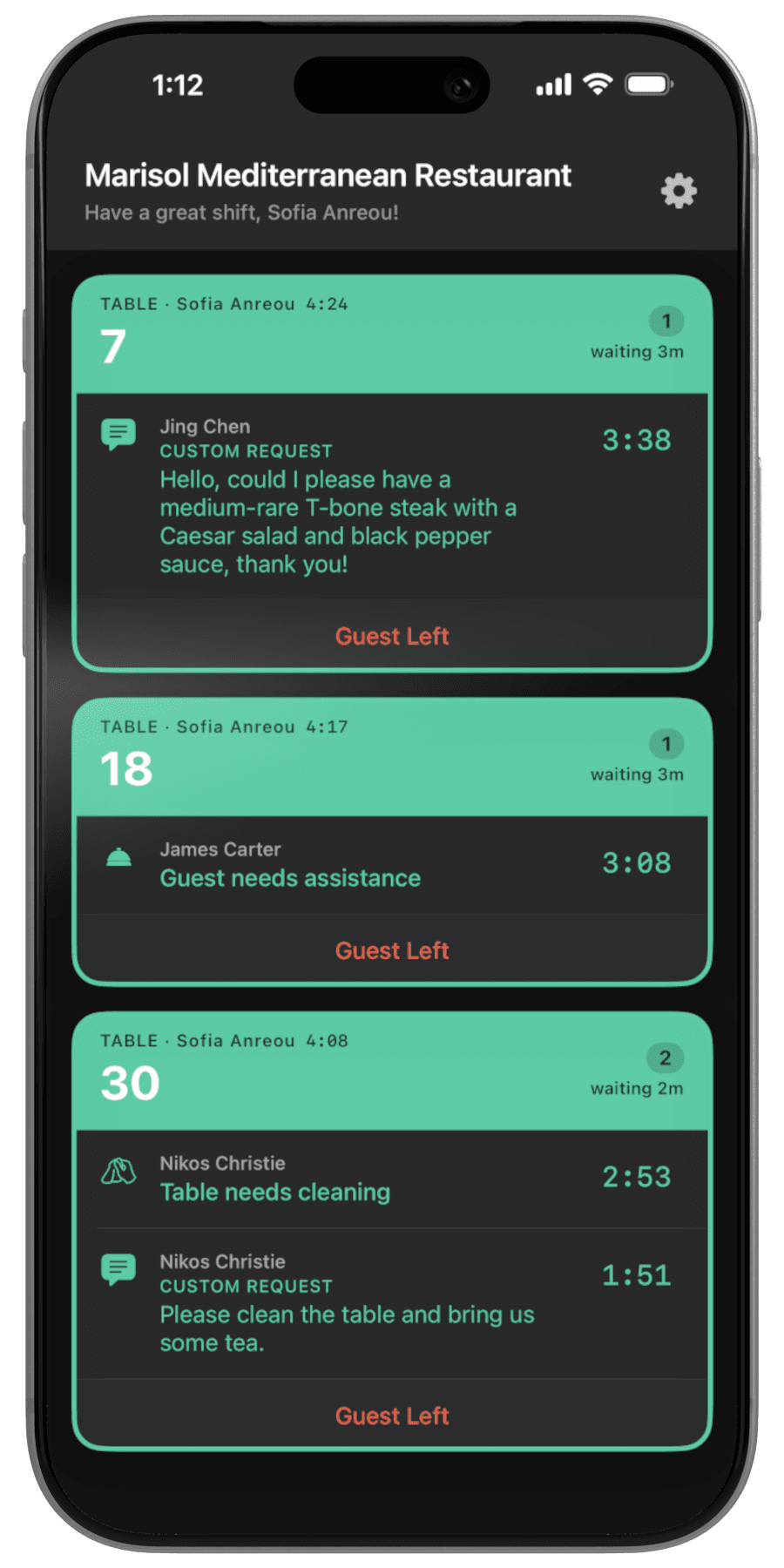 escusi Staff app on an iPhone